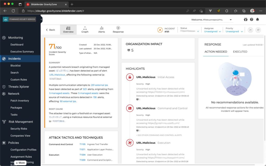 Bitdefender GravityZone Platform Screenshot